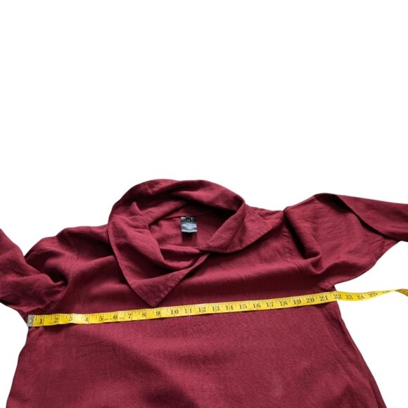 Kaliyana Zipper Top Brick Roma Rust Red Linen Blend Tunic Side Zipper Women S/M - Picture 12 of 13